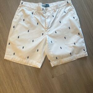 Polo by Ralph Lauren White and Blue Flat Front Shorts